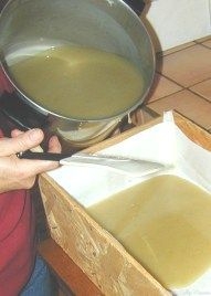 Pouring into the soap mold